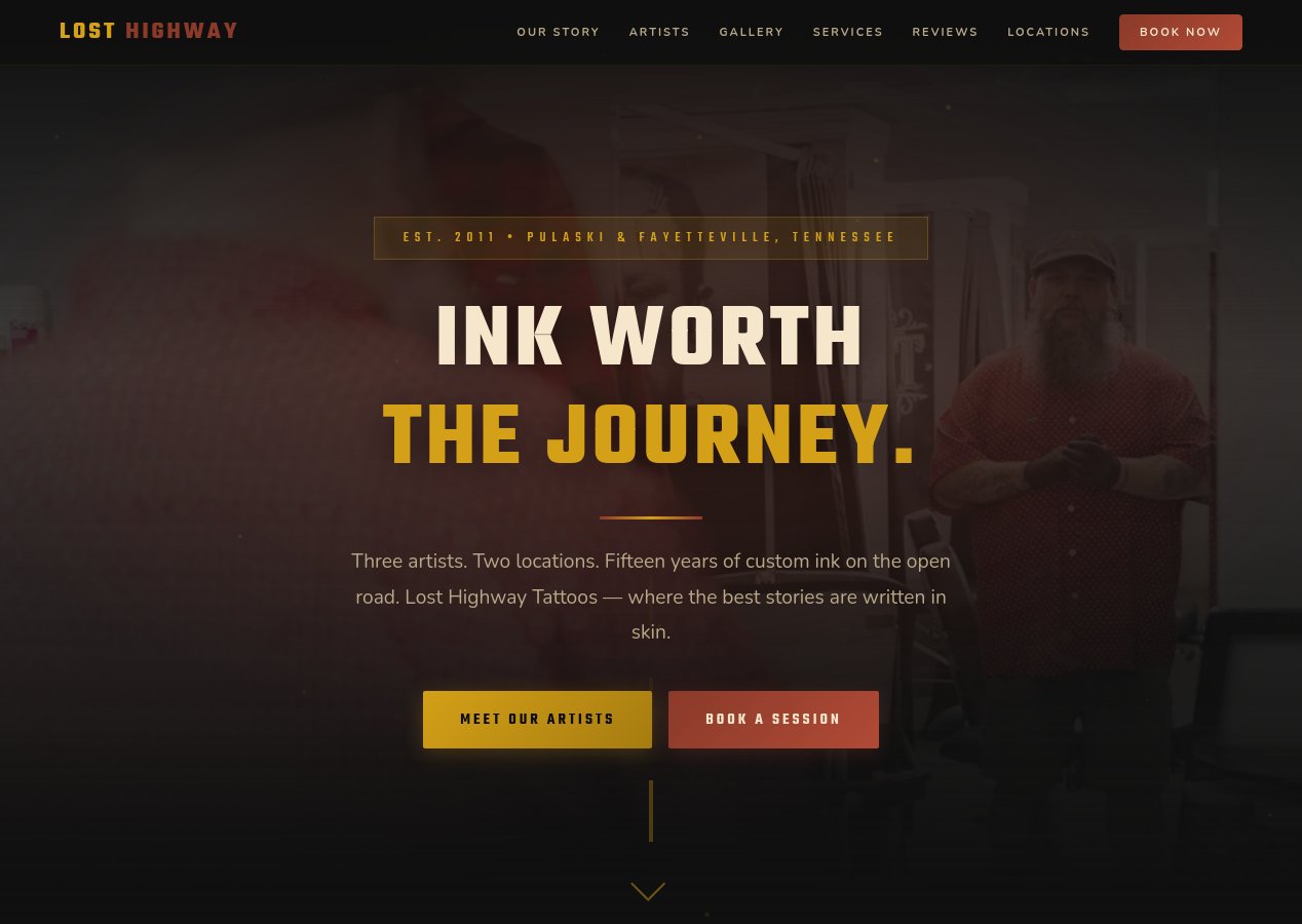Lost Highway Tattoos website screenshot